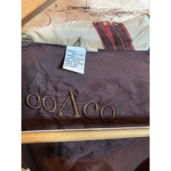 Vintage Coaco Silk Jacket Womens Large Equestrian Full Front Zip Bomber Puffy - Picture 12 of 13